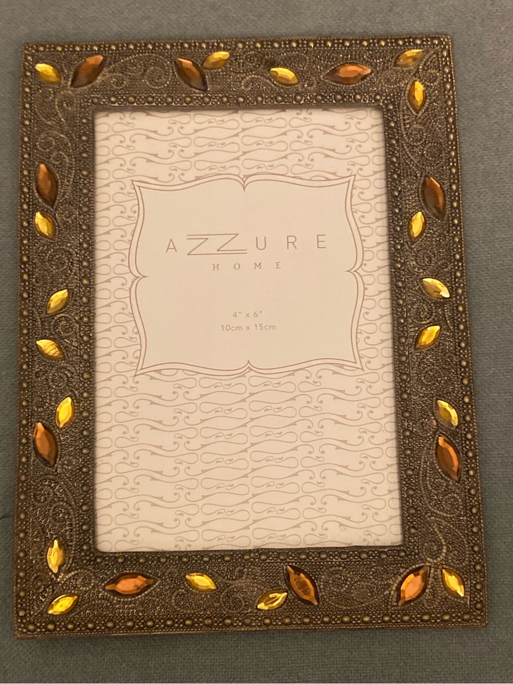 Azzure Home Ornate Jeweled 4x6 Picture Frame Bronze with Amber Crystals
